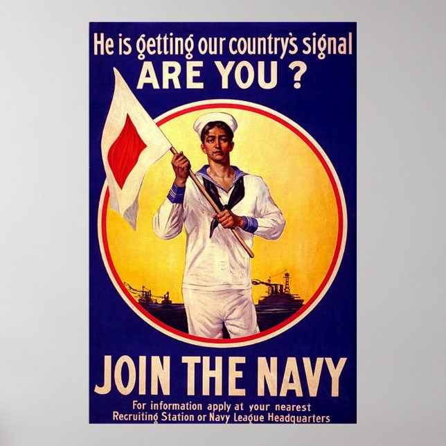 Vintage U.S Navy ~ WW1 Poster (Front)