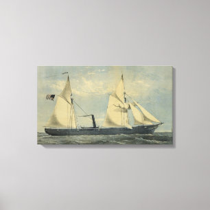 Vintage U.S. steam boat "Kanawha" Wrapped Canvas Print