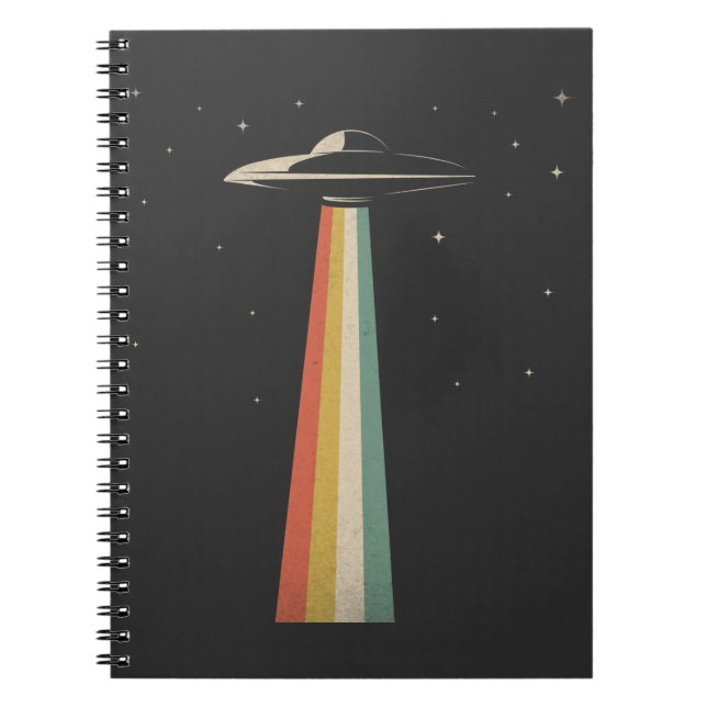 Vintage UFO Alien Abduction Retro Spaceship Notebook (Front)