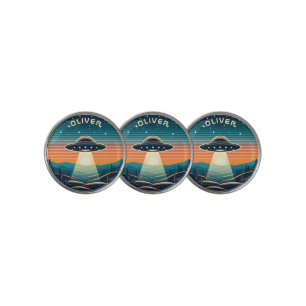  Vintage UFO at Sunset Personalized Golf Ball Marker