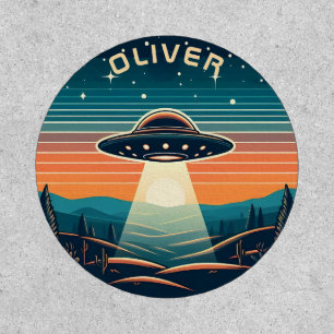 Vintage UFO at Sunset Personalized Patch