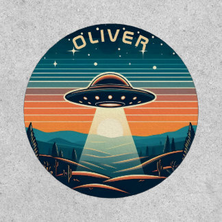 Vintage UFO at Sunset Personalized Patch