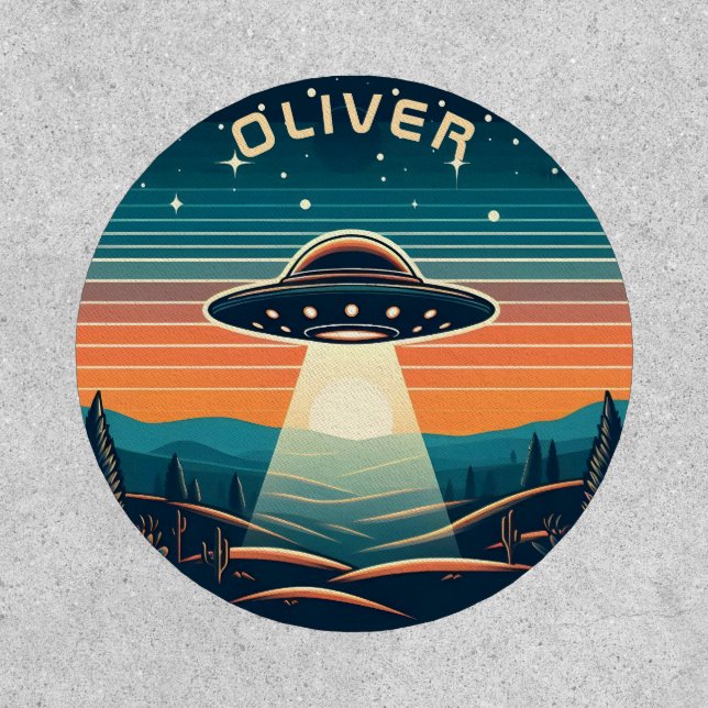  Vintage UFO at Sunset Personalized Patch (Front)