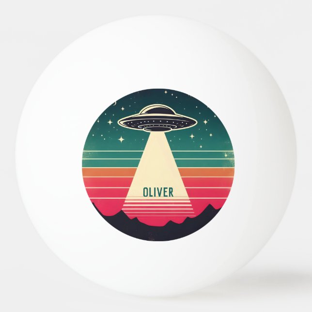 Vintage UFO at Sunset Personalized Ping Pong Ball (Front)