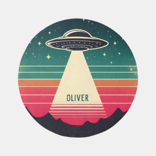 Vintage UFO at Sunset Personalized Rug
