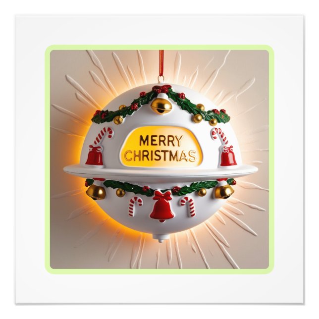  Vintage UFO Christmas Ornament Wall Art (Front)