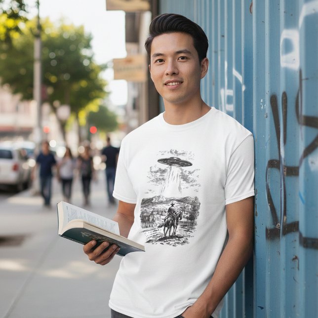 Vintage UFO Cow Abduction Illustration T-Shirt (Creator Uploaded)