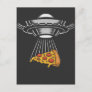 Vintage UFO Pizza Abduction Alien Retro Spaceship Postcard