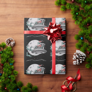 Vintage UFO Santa Claus Alien Christmas Cryptid Wrapping Paper