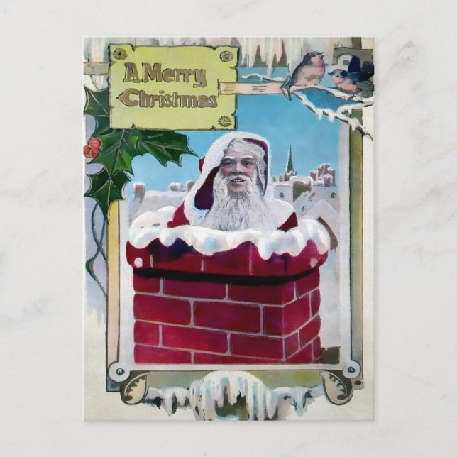 Vintage Ugly Santa Christmas Postcard (Front)