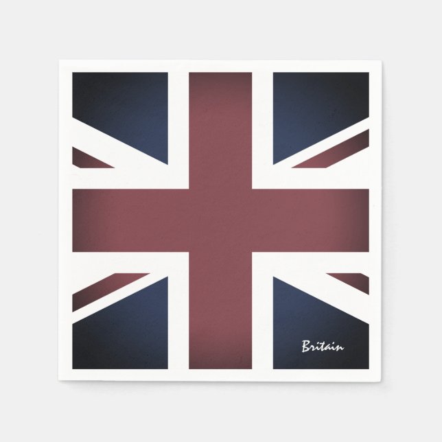 Vintage UK, British Flag Napkins, United Kingdom Napkins (Front)