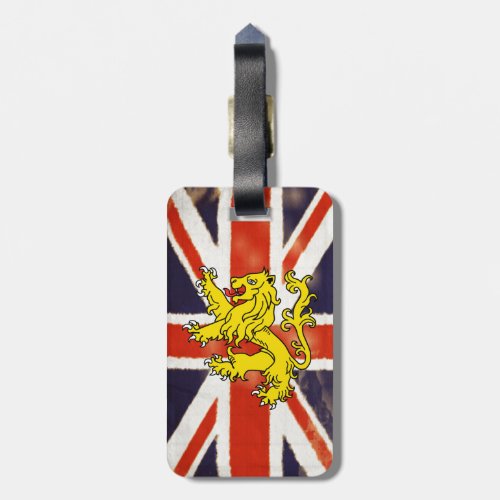 Vintage UK Flag Heraldry Lion Luggage Tag