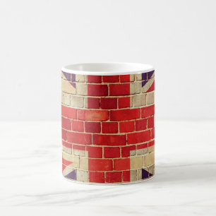 Vintage UK flag on a brick wall Coffee Mug