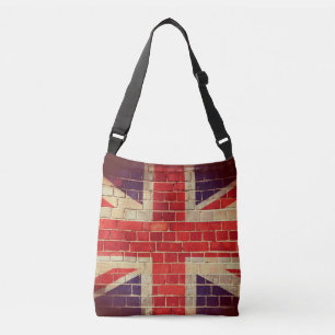 Vintage UK flag on a brick wall Crossbody Bag
