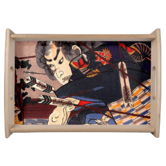 Vintage Ukiyo-e Japanese Samurai Painting Serving Tray