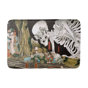 Vintage Ukiyo-e Kuniyoshi Skeleton Specter Art Bath Mat