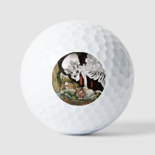 Vintage Ukiyo-e Kuniyoshi Skeleton Specter Art Golf Balls