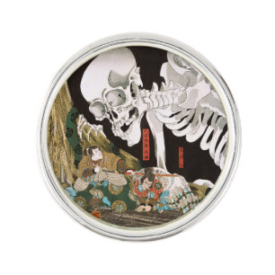 Vintage Ukiyo-e Kuniyoshi Skeleton Specter Art Lapel Pin