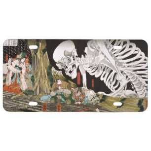 Vintage Ukiyo-e Kuniyoshi Skeleton Specter Art License Plate