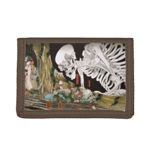Vintage Ukiyo-e Kuniyoshi Skeleton Specter Art Tri-fold Wallet