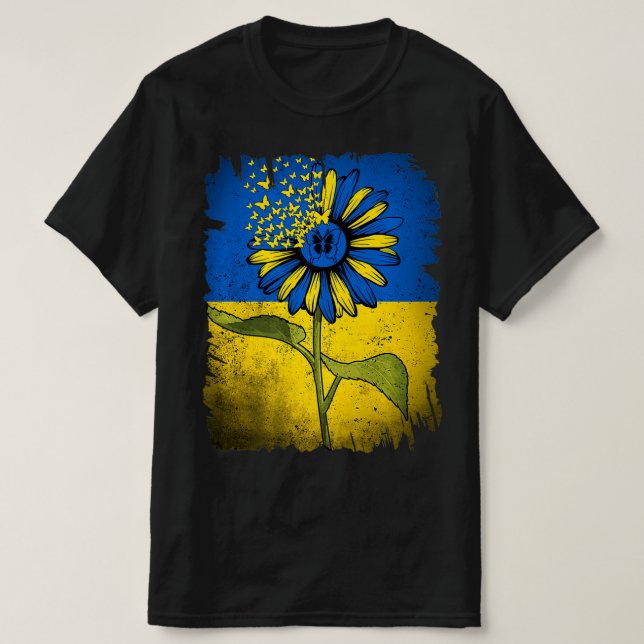 Vintage Ukraine Sunflower Butterfly Ukraine Ukrain T-Shirt (Design Front)