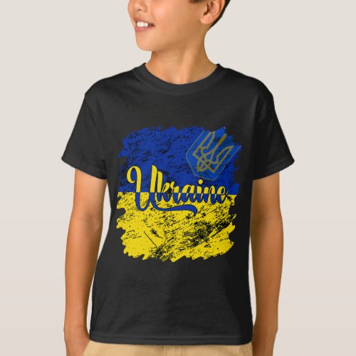 Vintage Ukraine Ukrainian Flag I Stand With Ukrain T_Shirt