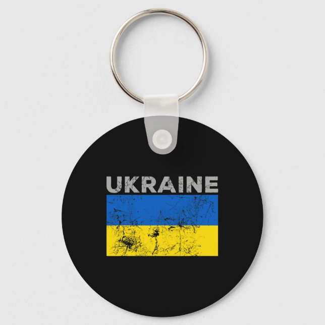 Vintage Ukraine Ukrainian Flag Pride 11  Keychain (Front)