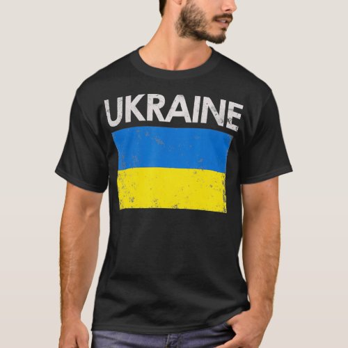 Vintage Ukraine Ukrainian Flag Pride Gift  artisti T_Shirt