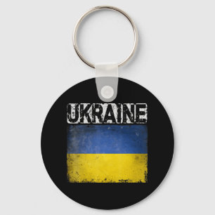Vintage Ukraine Ukrainian Flag Pride Gift Keychain