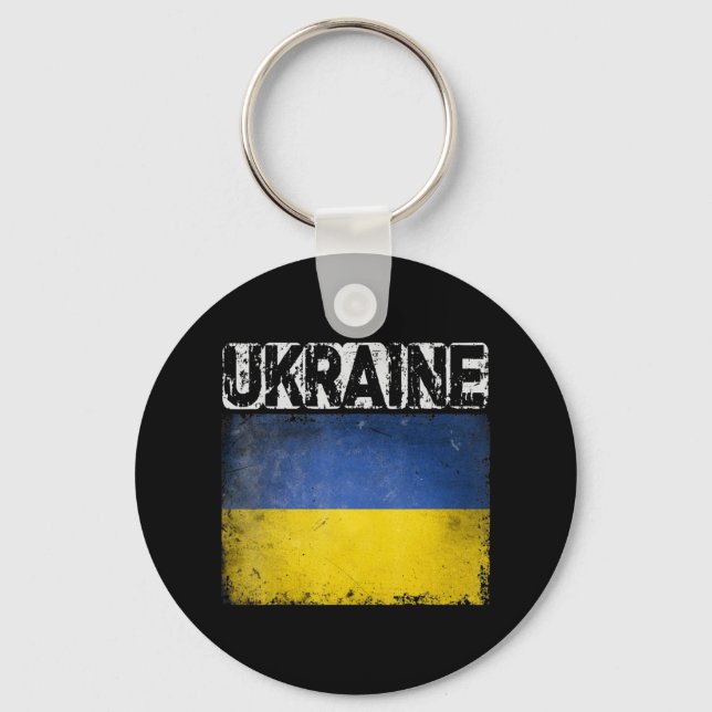 Vintage Ukraine  Ukrainian Flag Pride Gift  Keychain (Front)