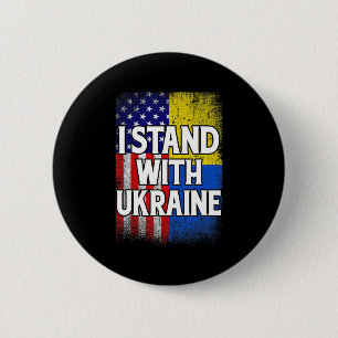 Vintage Ukrainian American Flag Ukraine Patriotic Button