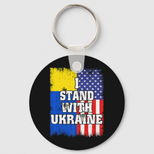 Vintage Ukrainian American Flag Ukraine Patriotic Keychain
