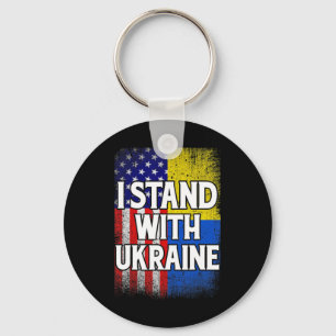 Vintage Ukrainian American Flag Ukraine Patriotic Keychain
