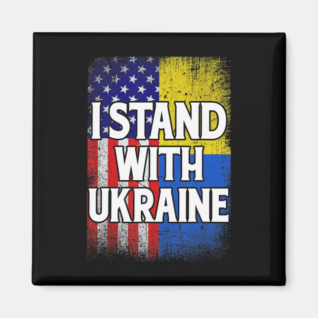 Vintage Ukrainian American Flag Ukraine Patriotic  Magnet (Front)