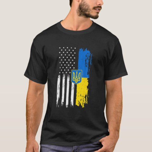 Vintage Ukrainian American Flag Ukraine Patriotic T_Shirt