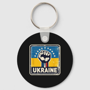 Vintage Ukrainian Bynner Fan Ukraine Flag Retro Ar Keychain