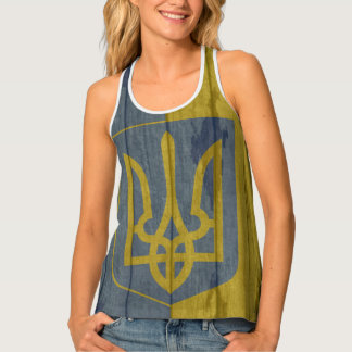 Vintage Ukrainian Girl distressed wood painting Tank Top