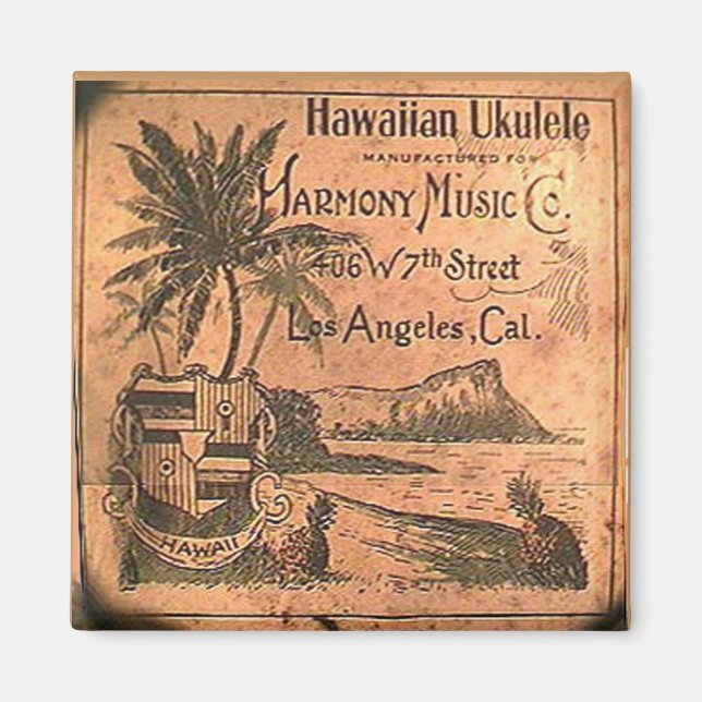 Vintage Ukulele Label Magnet (Front)