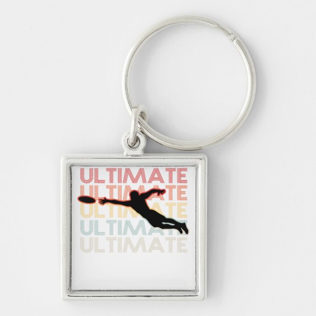Vintage Ultimate Frisbee Sport Retro Keychain (Front)