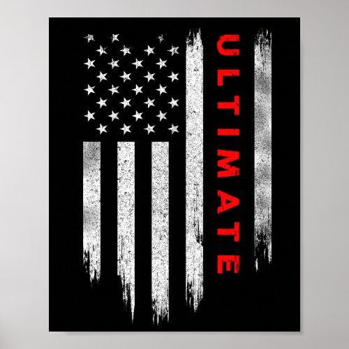 Vintage Ultimate Frisbee Sport Us Flag Poster