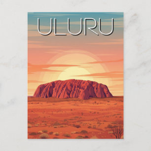 Vintage Uluru Australia Sunset Postcard