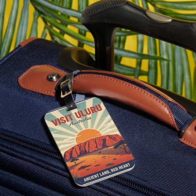 Vintage Uluru Outback Australia Art Luggage Tag (Front Insitu 1)