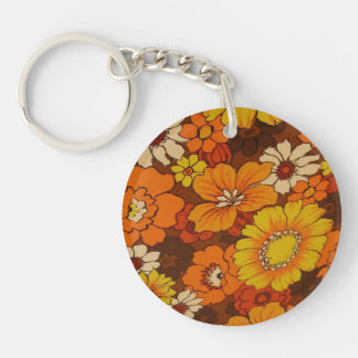 Vintage Umbrella Pattern and Peace Sign Keychain