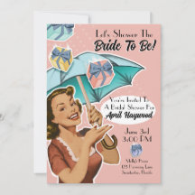 Vintage Umbrella Style Shower Party Invitations