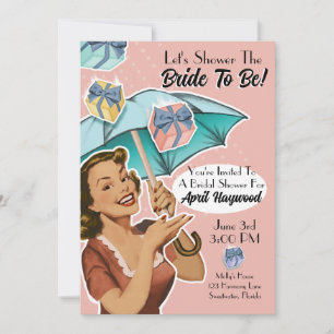 Vintage Umbrella Style Shower Party Invitations