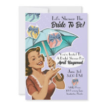 Vintage Umbrella Style Shower Party Invite- Violet