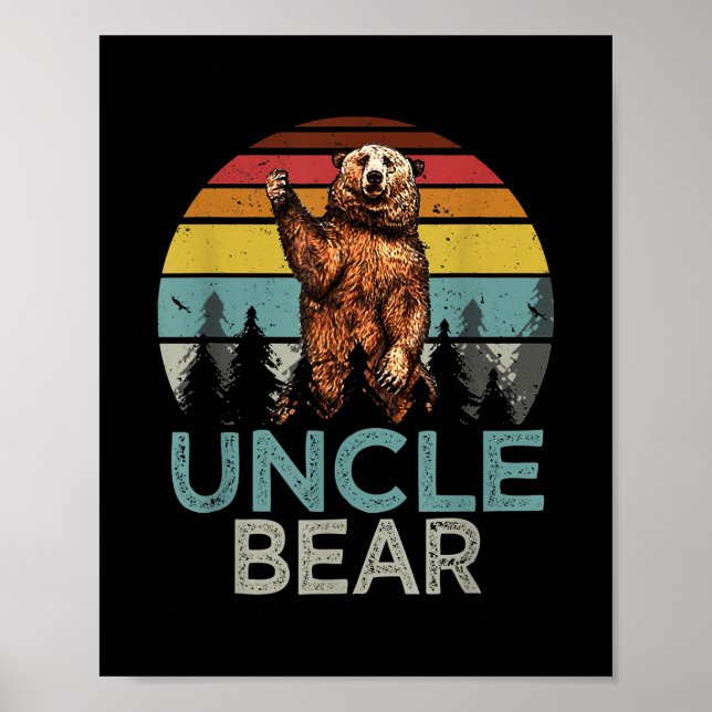 Vintage Uncle Bear Family Matching Camping Poster (Front)