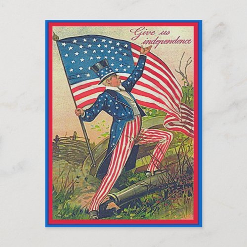 Vintage Uncle Sam and American Flag Postcard
