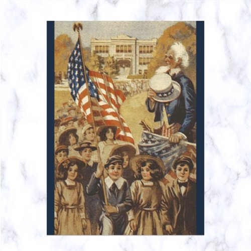 Vintage Uncle Sam and the Patriotic March Postcard