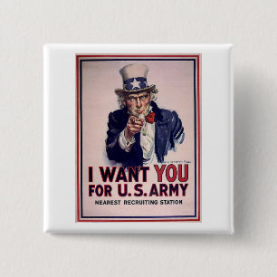 Vintage Uncle Sam Army Recruitment Poster Button